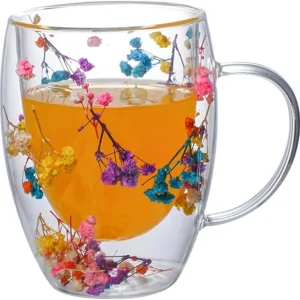 Tazza di vetro con fiori FLORA