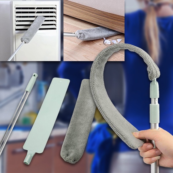 Spolverino Telescopico In Microfibra Con Manico In Acciaio Inox, 100 Cm, Antistatico, Lavabile, Con Panno Di Ricambio